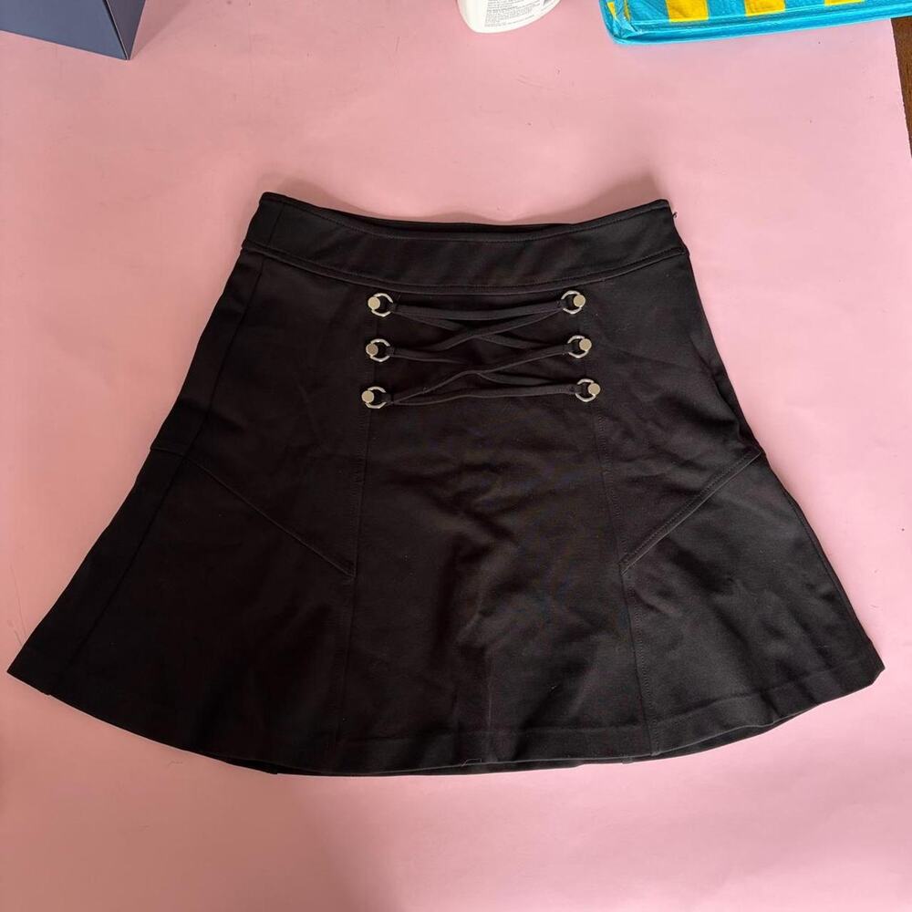 Guess Black Mini Skirt with Lace-up Detail Size Small